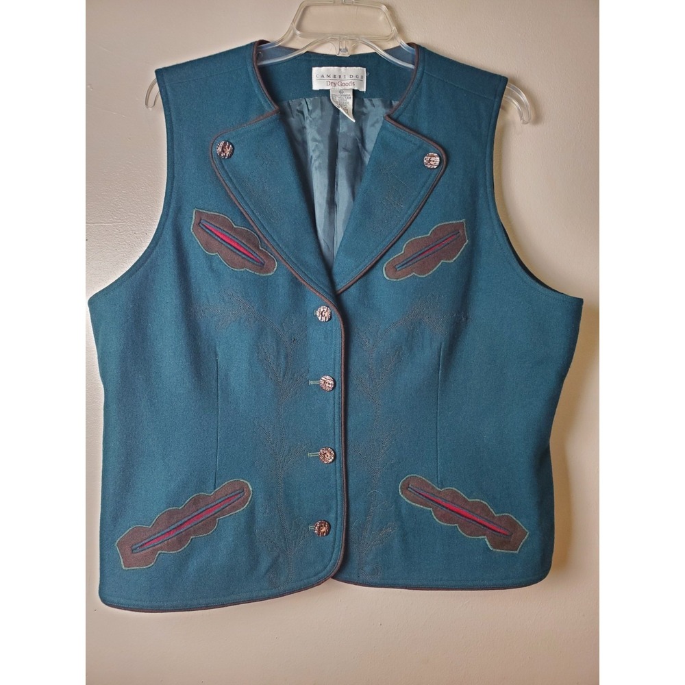 Vintage Wool Blend Vest XL Embroidered Hippie Festival Granola Grandmacore